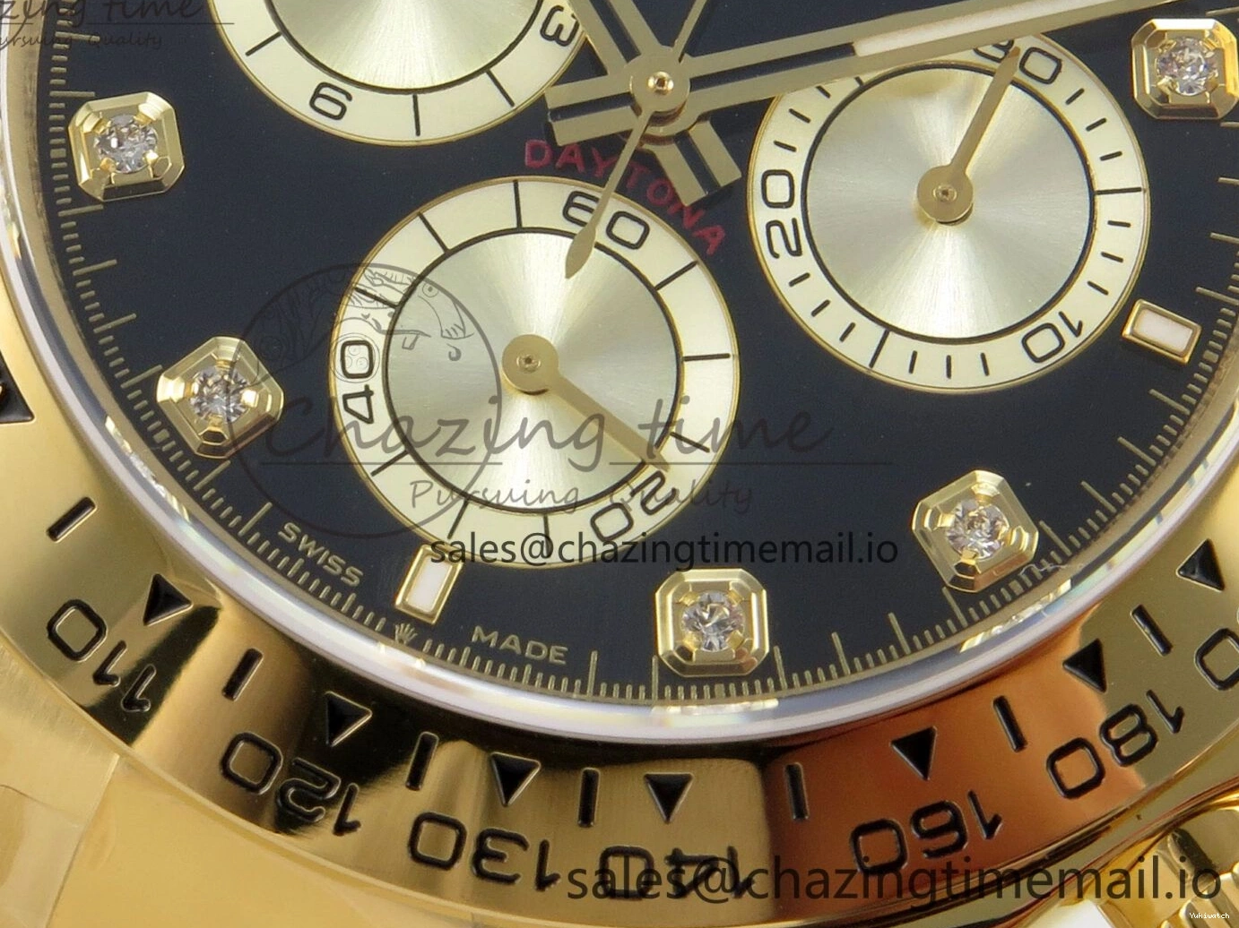 Clone Dial 1:1 YG Edition Daytona Bracelet Super Black Best DD4131 Diamonds YG 126508 on YG Clean 0307